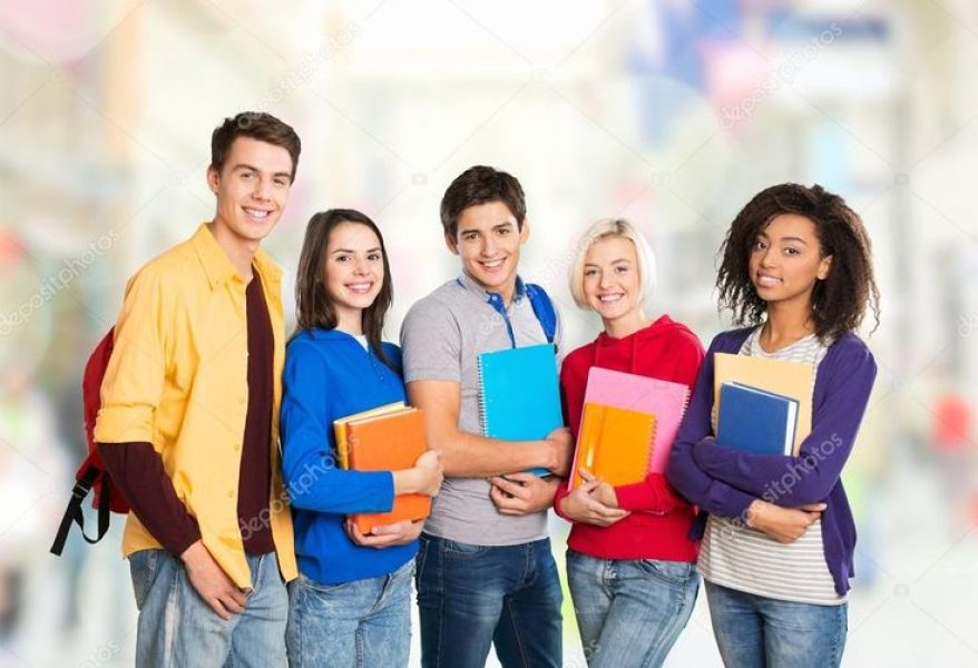 Group of students isolated